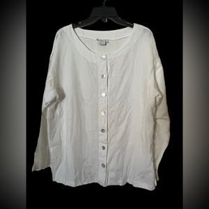 Garnet hill 100% linen abalone button up size large